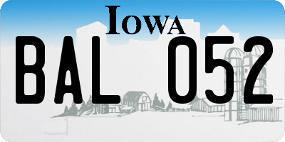 IA license plate BAL052