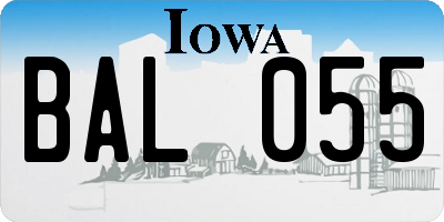 IA license plate BAL055