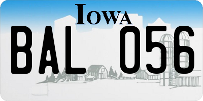IA license plate BAL056