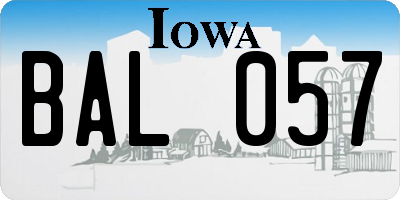 IA license plate BAL057