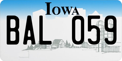 IA license plate BAL059