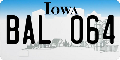 IA license plate BAL064