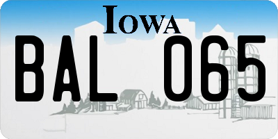 IA license plate BAL065