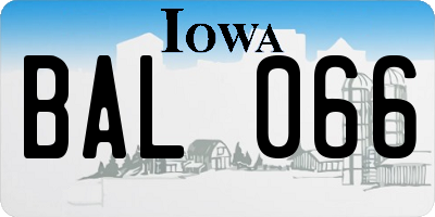 IA license plate BAL066