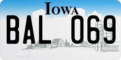 IA license plate BAL069