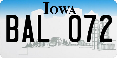 IA license plate BAL072