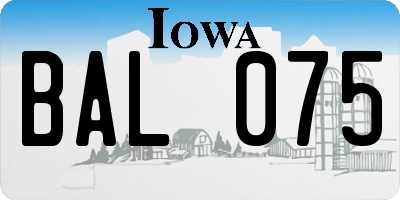 IA license plate BAL075