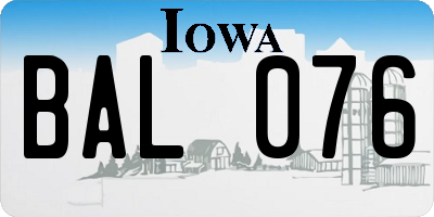 IA license plate BAL076