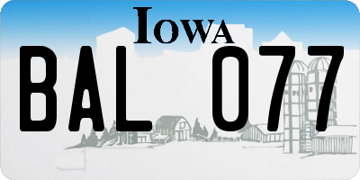 IA license plate BAL077