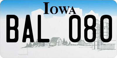 IA license plate BAL080