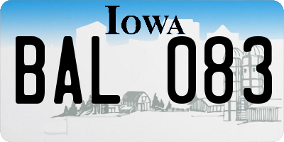 IA license plate BAL083