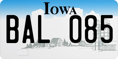 IA license plate BAL085