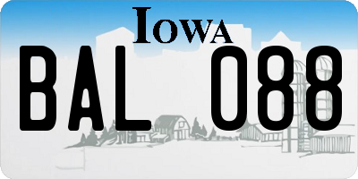 IA license plate BAL088