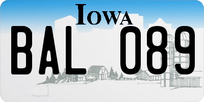 IA license plate BAL089
