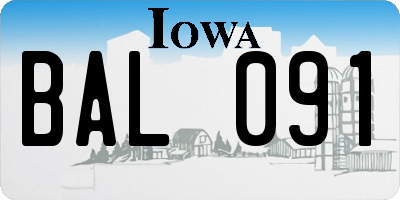 IA license plate BAL091
