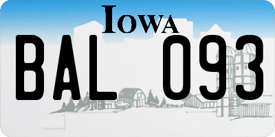 IA license plate BAL093