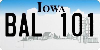 IA license plate BAL101