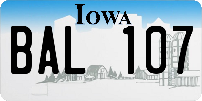 IA license plate BAL107