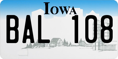 IA license plate BAL108