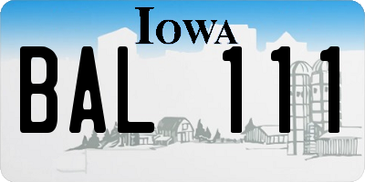 IA license plate BAL111
