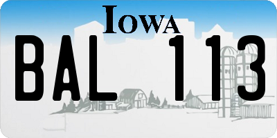 IA license plate BAL113
