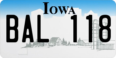 IA license plate BAL118