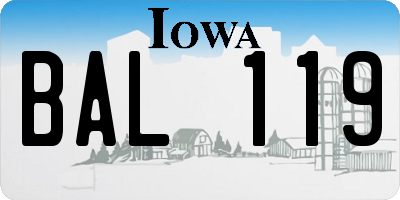 IA license plate BAL119