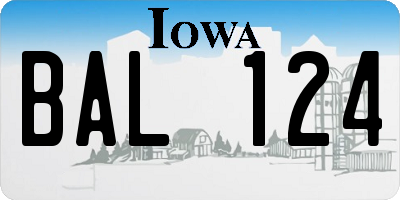 IA license plate BAL124