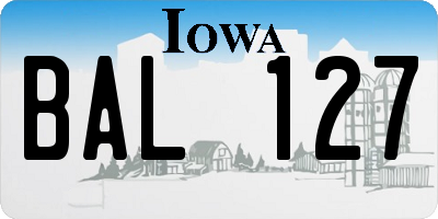 IA license plate BAL127