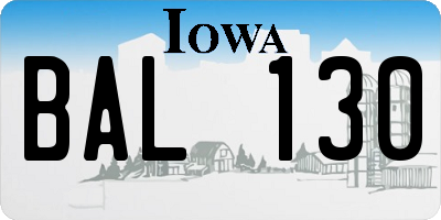 IA license plate BAL130