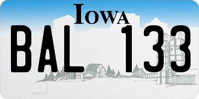 IA license plate BAL133