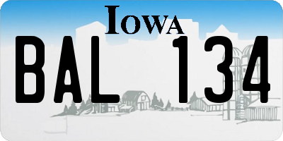 IA license plate BAL134