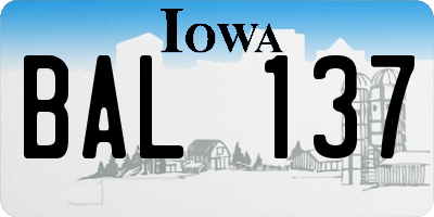 IA license plate BAL137