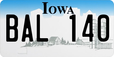 IA license plate BAL140