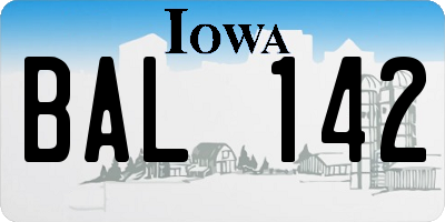 IA license plate BAL142