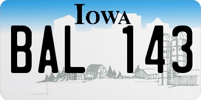IA license plate BAL143
