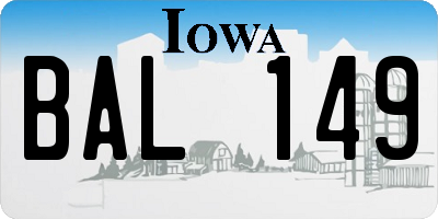 IA license plate BAL149