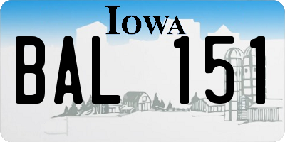 IA license plate BAL151
