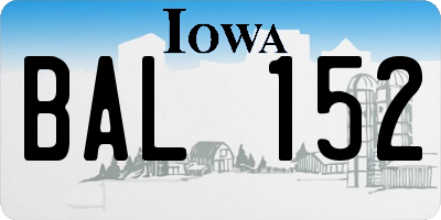 IA license plate BAL152