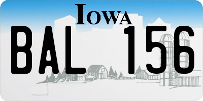 IA license plate BAL156