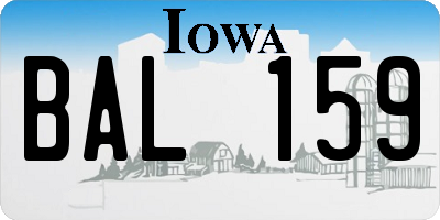 IA license plate BAL159