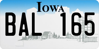 IA license plate BAL165