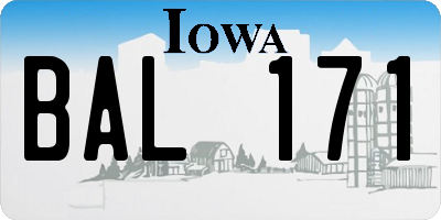 IA license plate BAL171