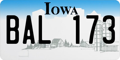 IA license plate BAL173