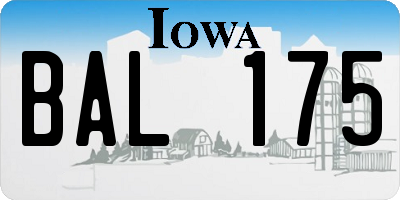 IA license plate BAL175
