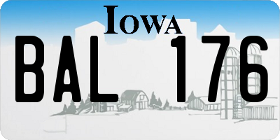 IA license plate BAL176