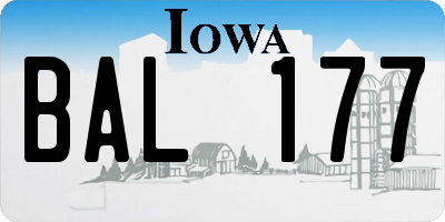 IA license plate BAL177