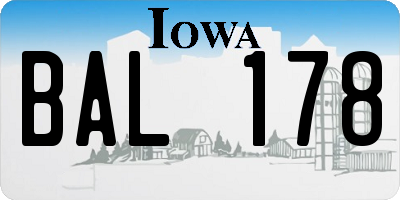 IA license plate BAL178
