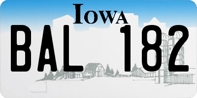 IA license plate BAL182