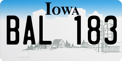 IA license plate BAL183